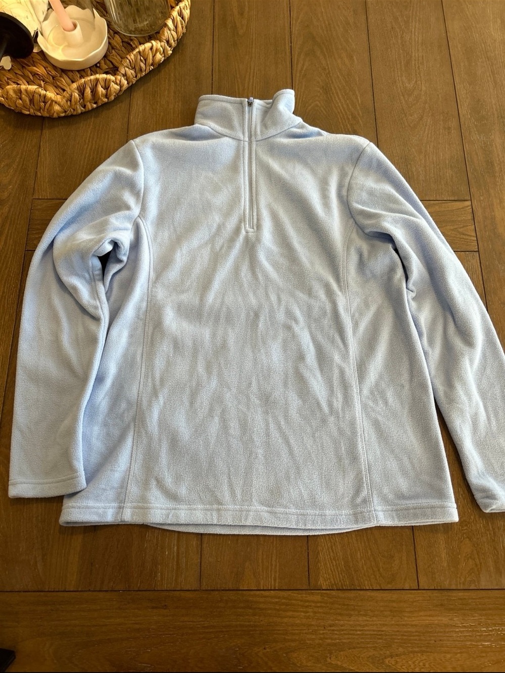 Lands' End Women's Light Blue Quarter-Zip Fleece Pullover